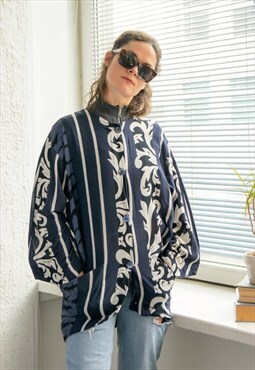 Vintage 90's Blue/White Patterned Bohemian Jacket