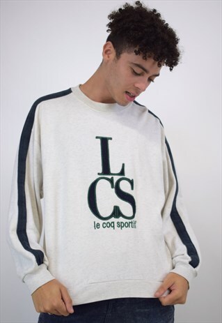 VINTAGE 90S LE COQ SPORTIF CREAM BLACK SWEATER