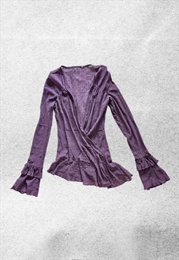 vintage y2k dreamy fairy lilac wrap lace top
