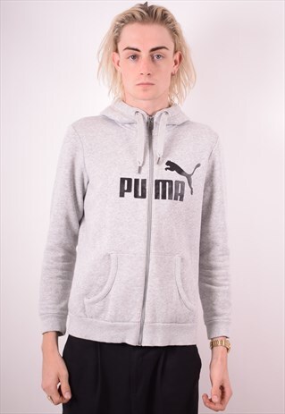PUMA MENS VINTAGE HOODIE SWEATER MEDIUM GREY 90S