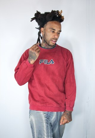 FILA EMBROIDED RED VINTAGE SWEATSHIRT