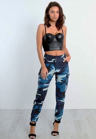 BLUE CAMO CARGO TROUSERS