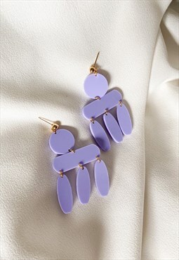 Lilac matte laser cut acrylic statement dangle earrings 