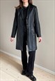 VINTAGE LONG BLACK LEATHER JACKET