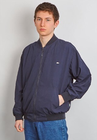 VINTAGE 90'S LACOSTE REVERSIBLE NAVY & BEIGE BOMBER JACKET