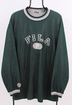 Mens vintage fila embroidered green sweatshirt 
