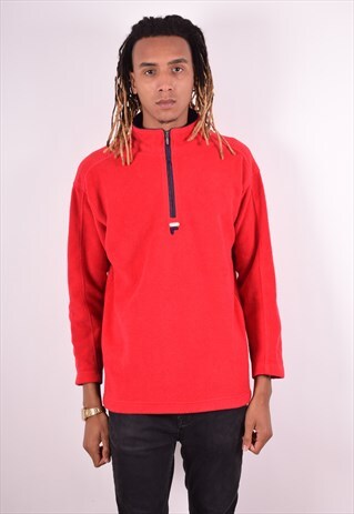 FILA MENS VINTAGE FLEECE JUMPER MEDIUM RED 90S