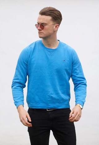 TOMMY HILFIGER USA MINIMALIST AZURE BLUE SWEATSHIRT