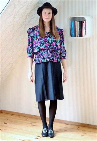 FLORAL AND BLACK COMBINED DRESS