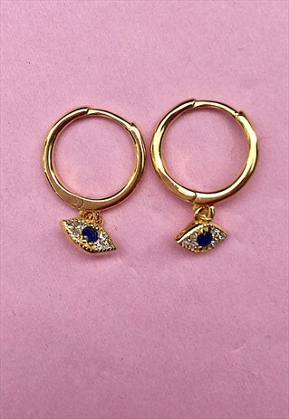 EVIL EYE HUGGING EARRINGS