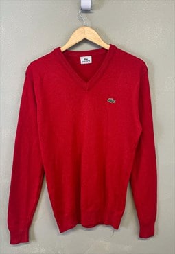 Vintage Lacoste Jumper Red With Embroidered Logo