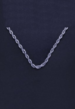 CRW Silver Twisted Rope Chain Necklace 