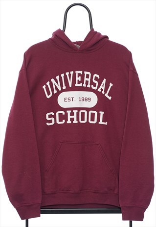 VINTAGE UNIVERSAL SCHOOL GRAPHIC MAROON HOODIE MENS