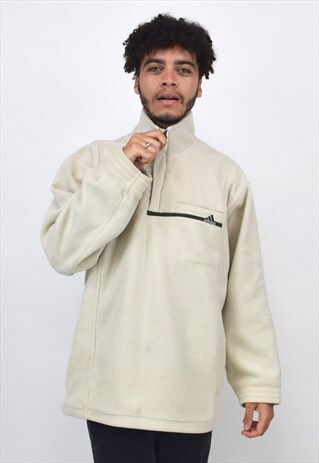 VINTAGE 90S ADIDAS BEIGE 1/4 ZIP FLEECE