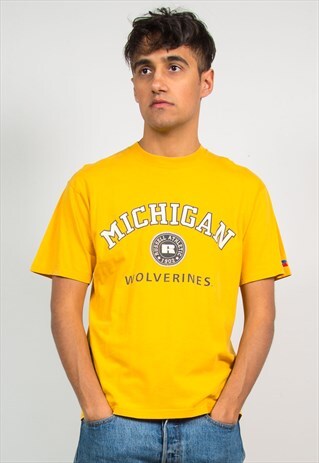 MICHIGAN WOLVERINES T-SHIRT RUSSELL ATHLETIC