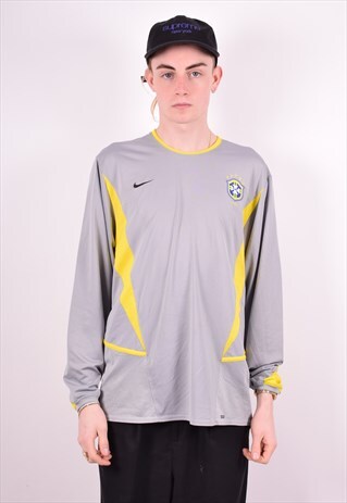 NIKE MENS VINTAGE TOP LONG SLEEVE LARGE GREY 90'S