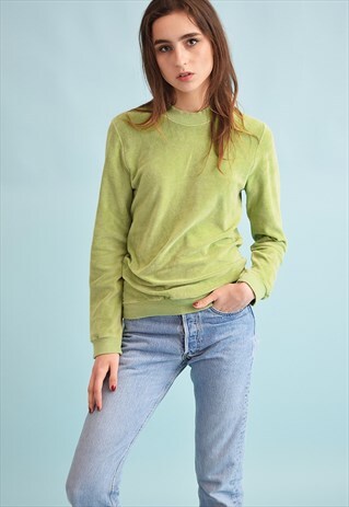 70'S RETRO VELVET SPORTS SWEATSHIRT JUMPER TOP