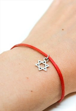 Star of David bracelet for woman red cord gift for her
