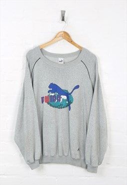 Vintage Puma Sweater Grey XL