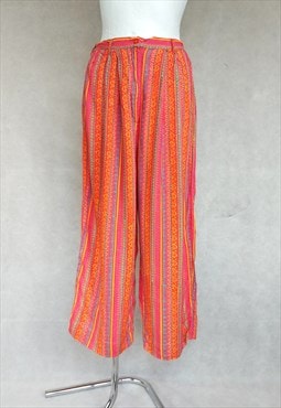 80's Vintage Wide Leg Women Pants, Size M Medium Summer 