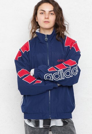 VINTAGE NAVY ADIDAS ZIP TRACK JACKET