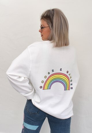 G&G UNISEX WHITE RAINBOW SWEAT