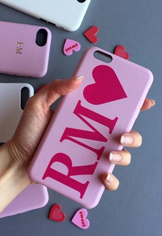 PINK PU LEATHER MONOGRAMMED PHONE CASE