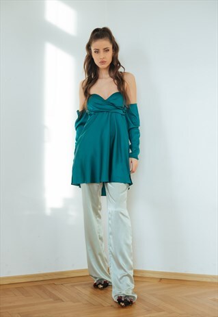 STRIPED SATIN PANTS