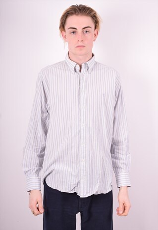 YVES SAINT LAURENT MENS VINTAGE SHIRT MEDIUM WHITE STRIPES 9