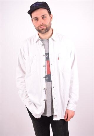 LEVI'S MENS VINTAGE DENIM SHIRT LARGE WHITE 90S