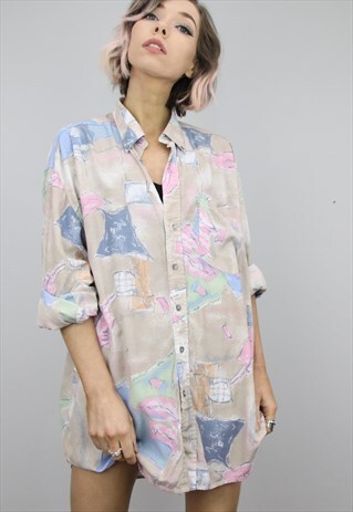 VINTAGE 80S/90S OVERSIZED PATTERNED SHIRT