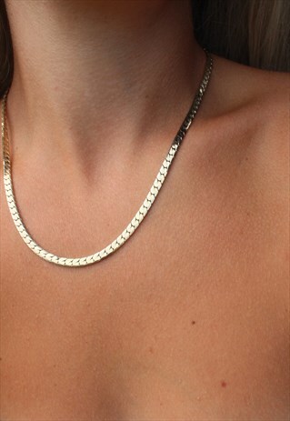 VINTAGE 90S GOLD TONE FLAT CHAIN NECKLACE