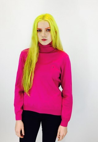 TOMMY HILFIGER PINK LONG SLEEVE POLO NECK TOP