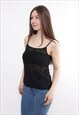 90S BLACK TRANSPARENT TOP, VINTAGE SHEER MESH PARTY TANK TOP