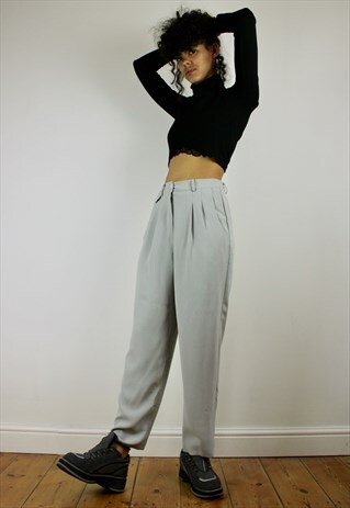 VINTAGE 80S HIGH WAISTED CROPPED TROUSERS