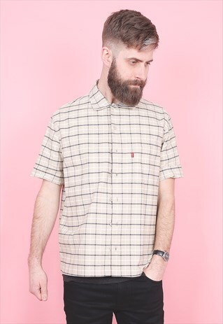 VINTAGE LEVI'S SHORT SLEEVED CHECK SHIRT /R8404