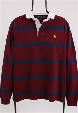 Vintage Men's Polo Ralph Lauren Maroon Rugby Polo Shirt
