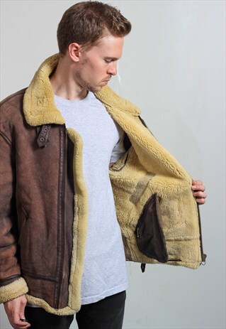 VINTAGE SUEDE SHERPA AVIATOR JACKET