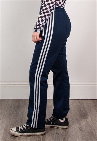 ADIDAS VINTAGE 90'S NAVY BLUE STRIPED TRACKSUIT BOTTOMS