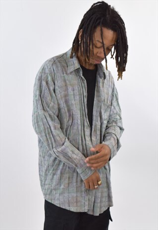 VINTAGE 90S PURPLE BLUE PATTERNED SHIRT