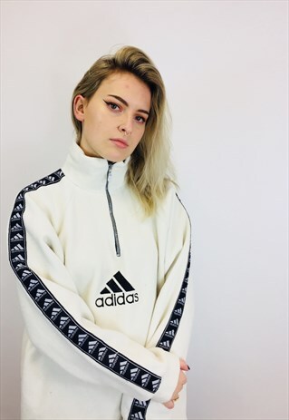 VINTAGE ADIDAS RIBBON EMBROIDERED FLEECE SWEATSHIRT