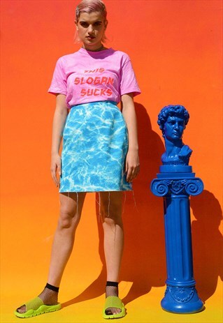 TYE DYE BLEACHED DENIM SKIRT
