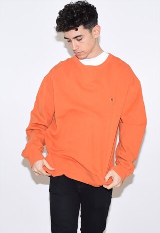 VINTAGE 90S ORANGE TOMMY HILFIGER CREW NECK SWEATSHIRT
