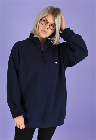 G&G UNISEX NAVY 1/4 ZIP GOOSE SWEAT