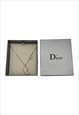 CHRISTIAN DIOR NECKLACE SILVER LOGO PINK SHARK TOOTH VINTAGE