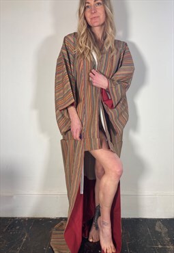 Striped Full Length Classic Kimono Jacket Robe Revival
