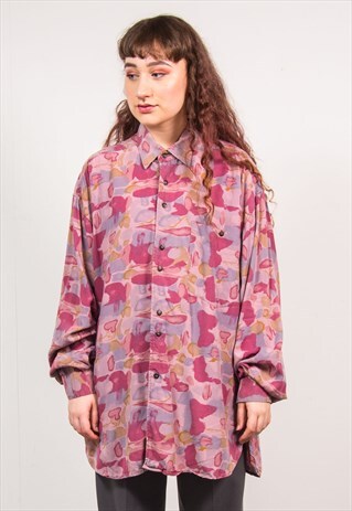 VINTAGE 90'S PINK ABSTRACT PATTERN OVERSIZED SHIRT