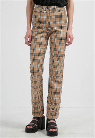 VINTAGE BROWN BURBERRY NOVA CHECK TROUSERS BOTTOMS