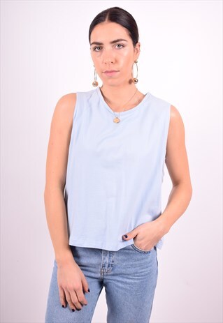 ADIDAS WOMENS VINTAGE T-SHIRT TOP LARGE BLUE 90'S