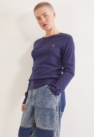 VINTAGE RALPH LAUREN LONG SLEEVE TOP NAVY